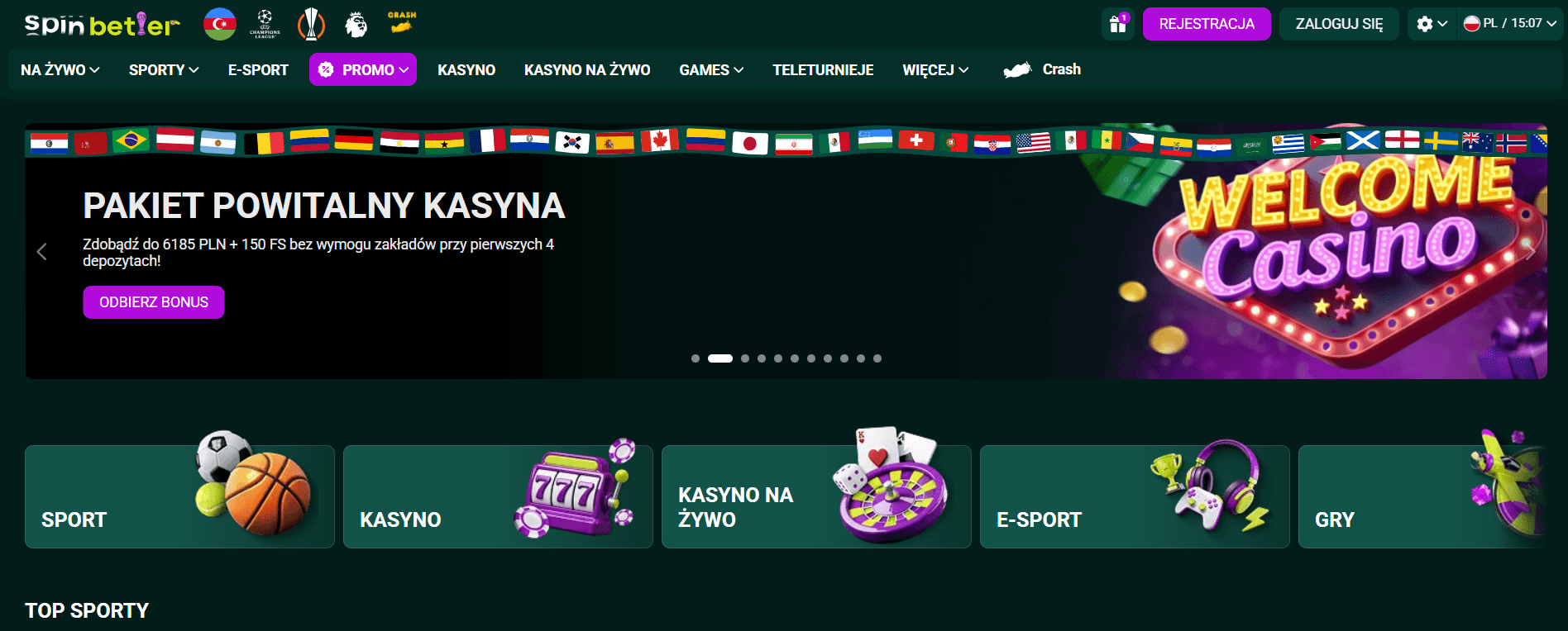 SpinBetter_Zrzuty ekranu_Strona główna